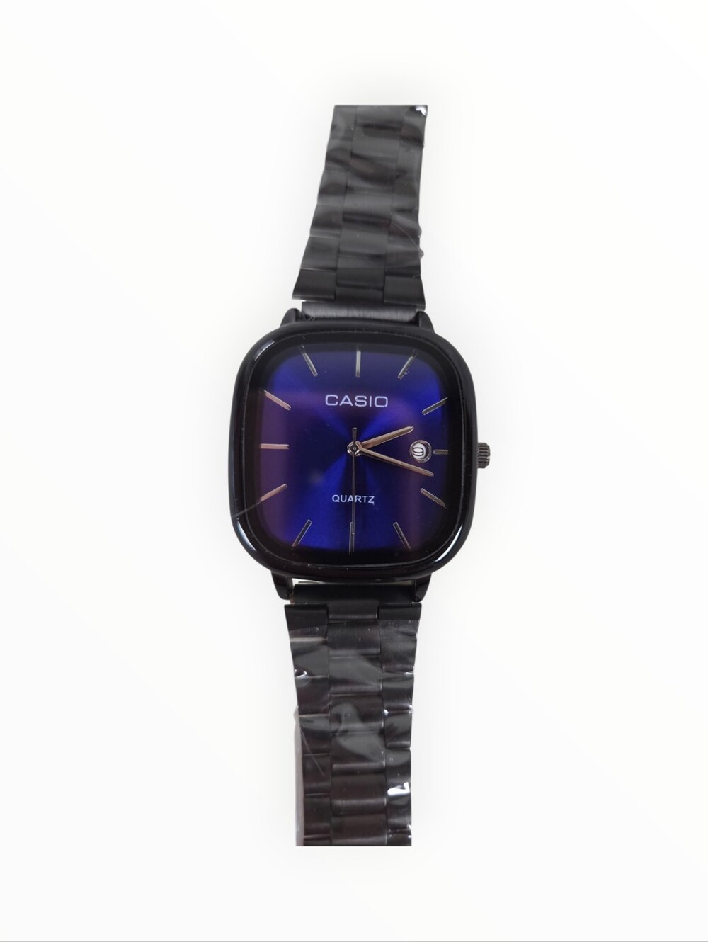 Casio Black Bracelet Watch with Blue Dial working